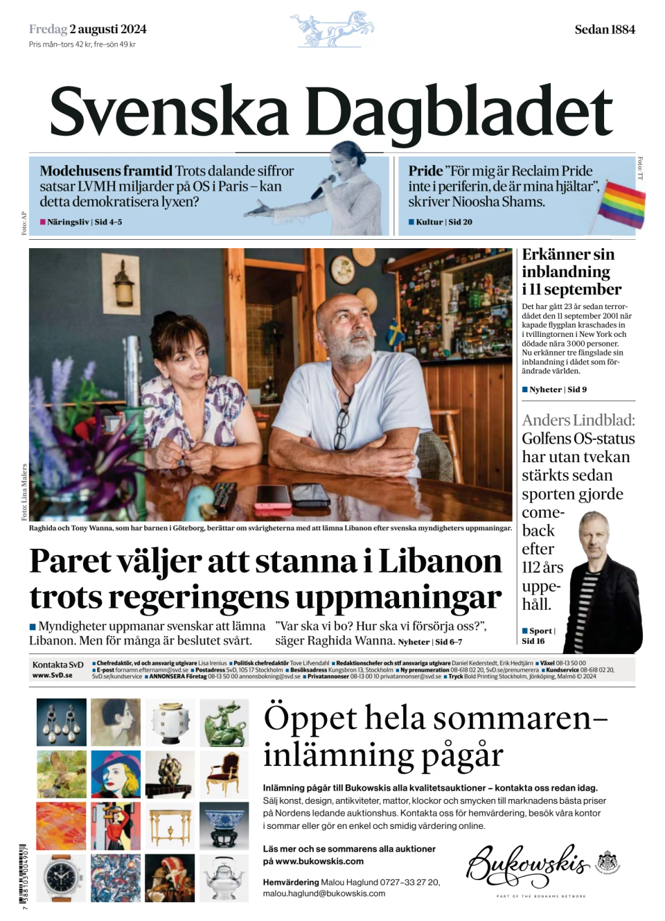 Prima-pagina-Svenska Dagbladet-edizione-di-oggi-20240802